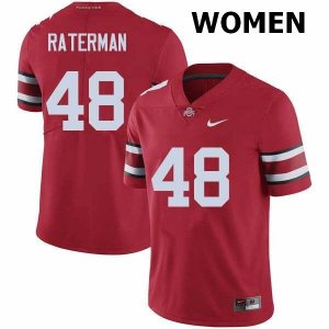 Women's Ohio State Buckeyes #48 Clay Raterman Red Nike NCAA College Football Jersey Authentic CBH5344QU